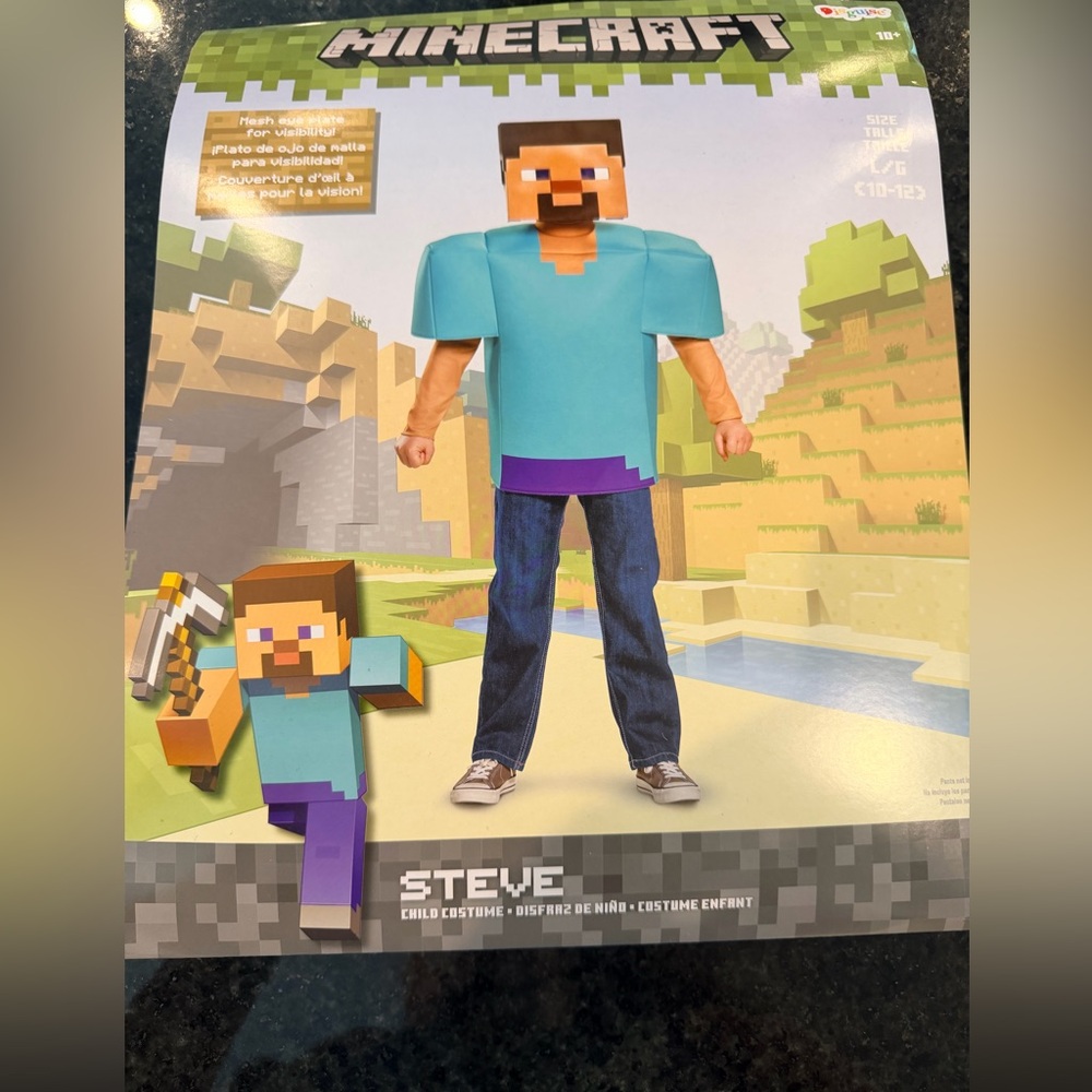Minecraft Steve Costume - Youth Costume Size Large 10-12